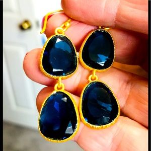 NEW Iolite Earrings 925 Silver w/gold plating